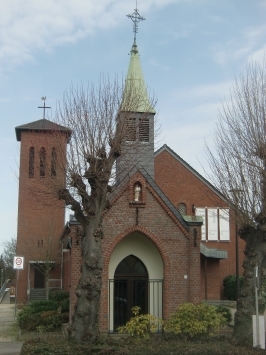 Korschenbroich-Pesch : An der Kapelle, Ortszentrum Pesch mit Kapelle und Kirche St. Marien